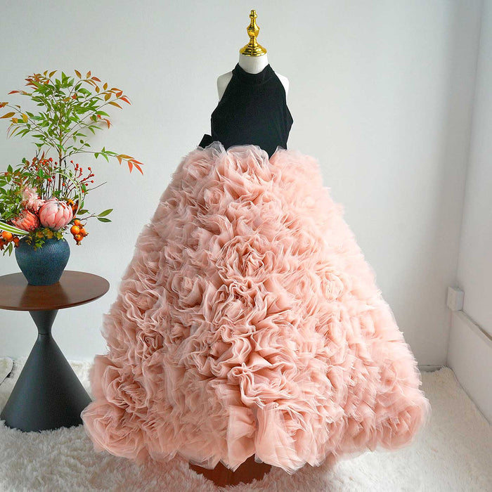 Pink Flower Girl Dress for Birthday Wedding Party Photoshoot J583