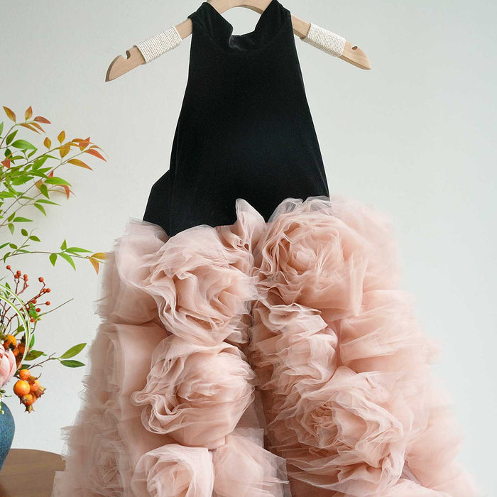 Pink Flower Girl Dress for Birthday Wedding Party Photoshoot J583
