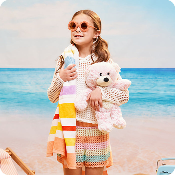 pink marshmallow bear beach lifestyle