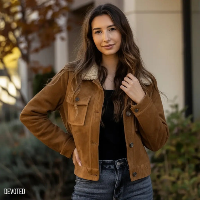 Pixie Jacket Tan - Nappa Suede
