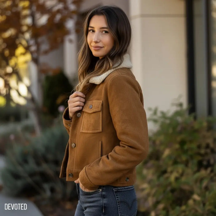Pixie Jacket Tan - Nappa Suede