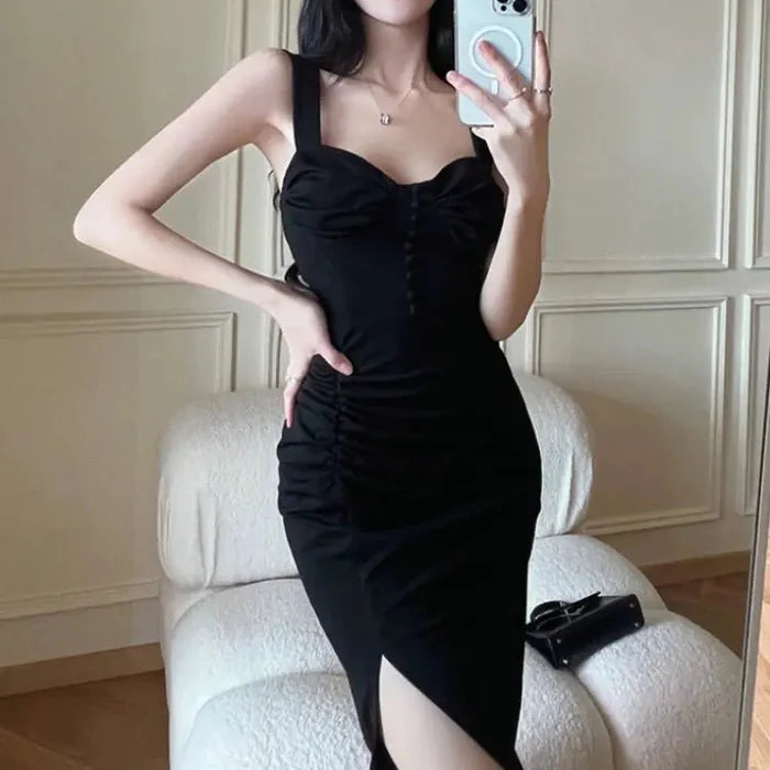 Corset Button Black Dress fashionnsio