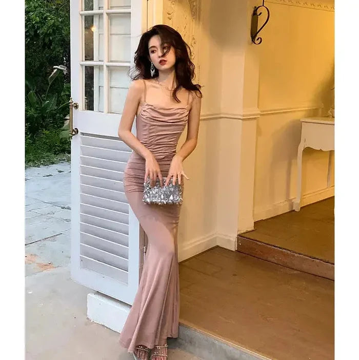 Pleated Bodycon Mermaid Dress fashionnsio