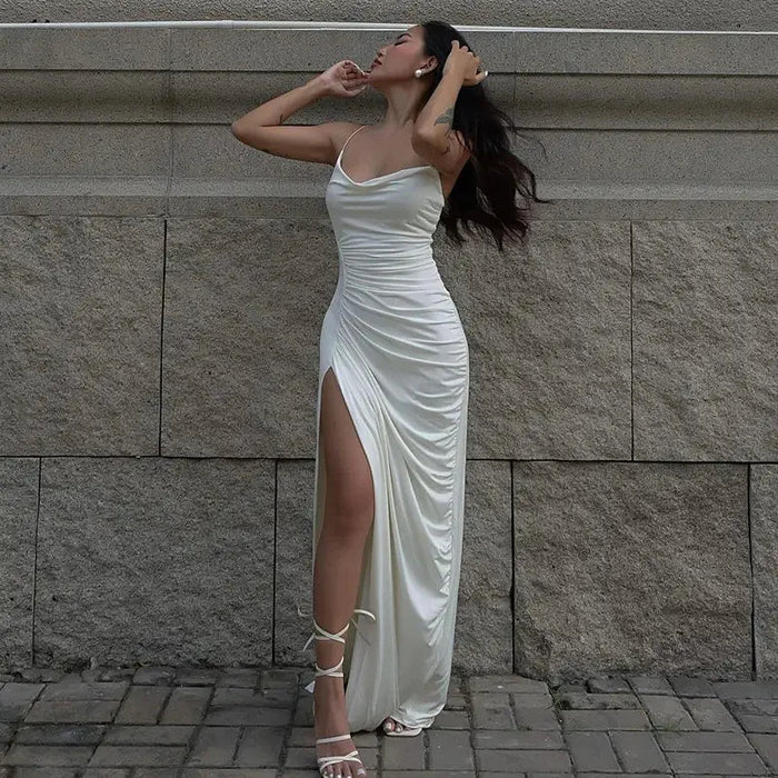 Sexy Pleated Slit Dress fashionnsio