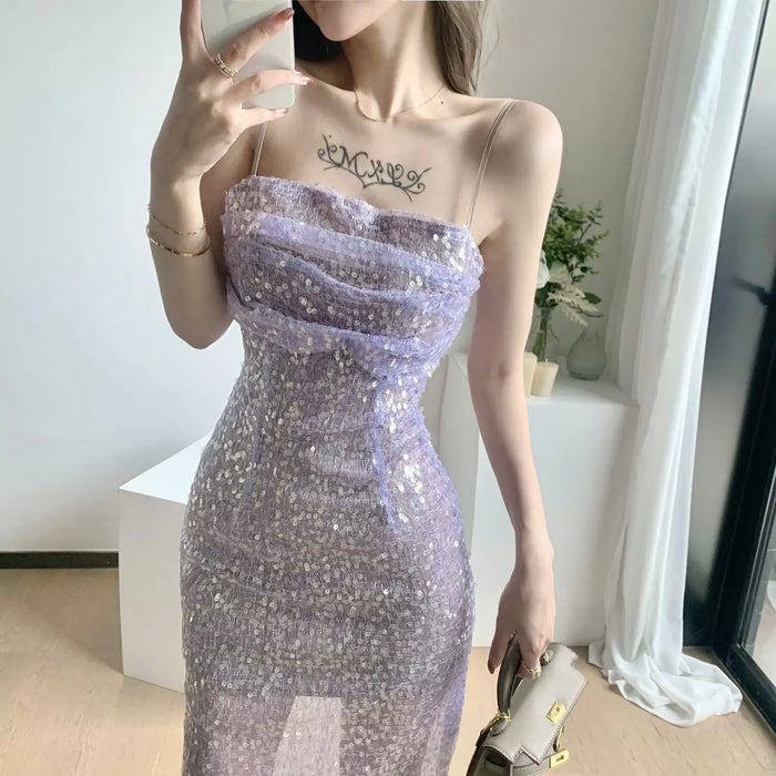 Shiny Sequin Tulle Dress fashionnsio