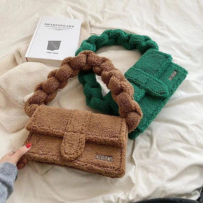 Twist Plush Shoulder Bags fashionnsio