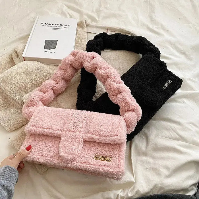 Twist Plush Shoulder Bags fashionnsio