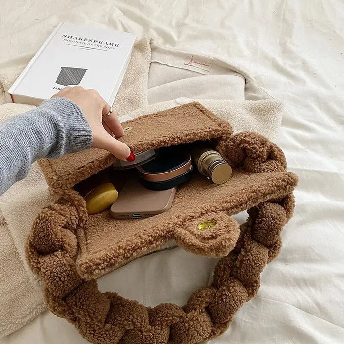 Twist Plush Shoulder Bags fashionnsio