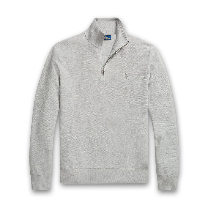 Polo Ralph Lauren - Mesh-Knit Cotton 1/4 Zip Jumper in Grey - Nigel Clare