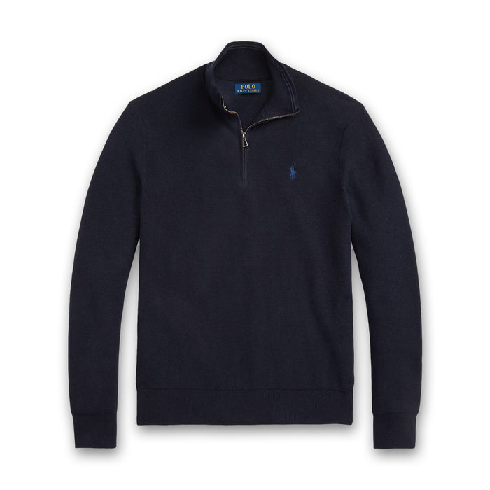 Polo Ralph Lauren - Mesh-Knit Cotton 1/4 Zip Jumper in Navy - Nigel Clare