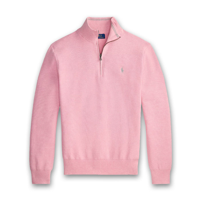 Polo Ralph Lauren - Mesh-Knit Cotton 1/4 Zip Jumper in Pink - Nigel Clare