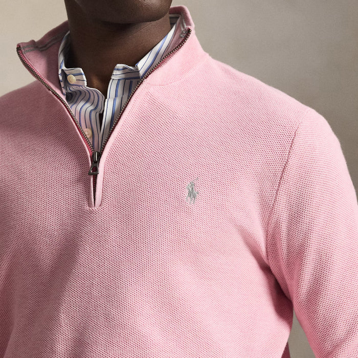 Polo Ralph Lauren - Mesh-Knit Cotton 1/4 Zip Jumper in Pink - Nigel Clare