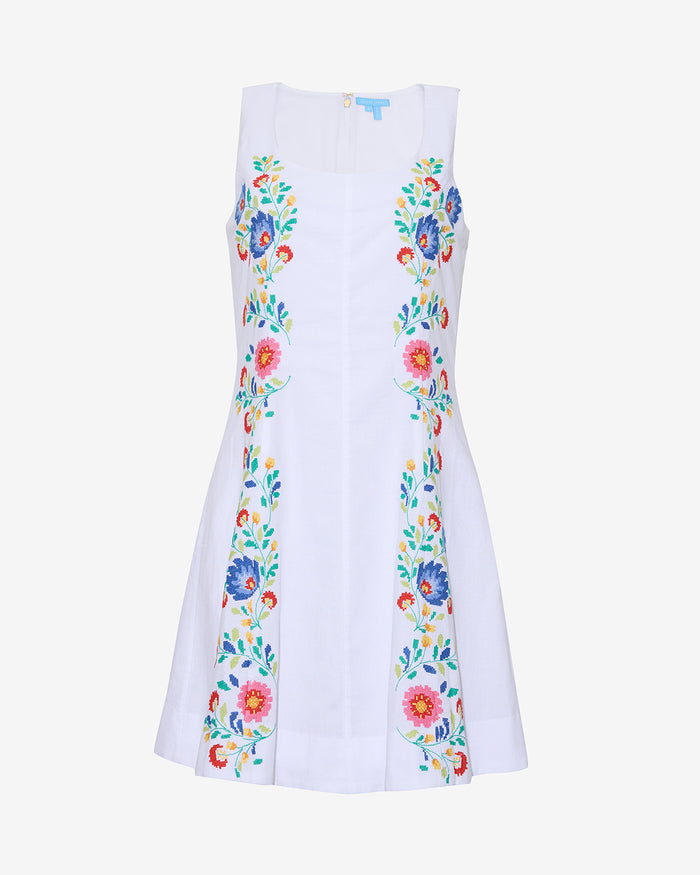 Primrose Mini Dress with Floral Embroidery