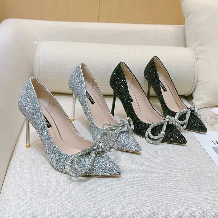 Princess Galaxy Glittering Bow Heels fashionnsio