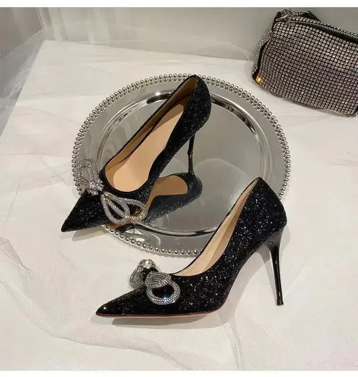 Princess Galaxy Glittering Bow Heels fashionnsio