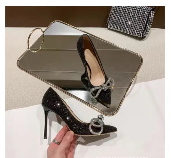 Princess Galaxy Glittering Bow Heels fashionnsio