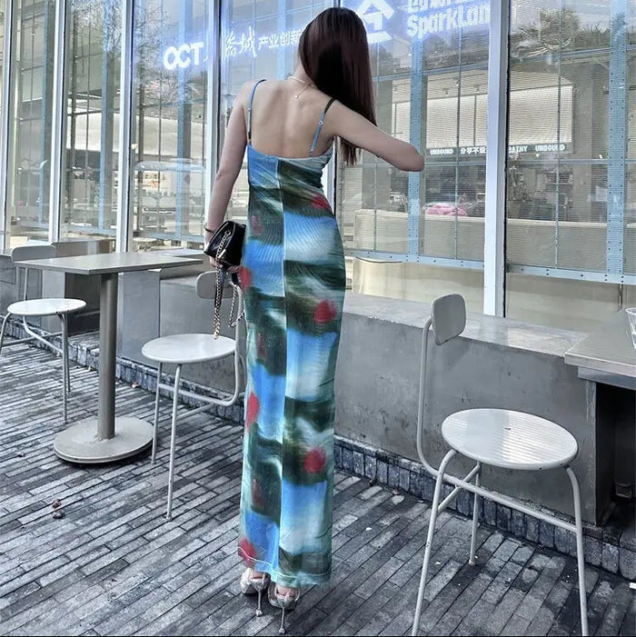 Tie Dye Bodycon Long Dress fashionnsio