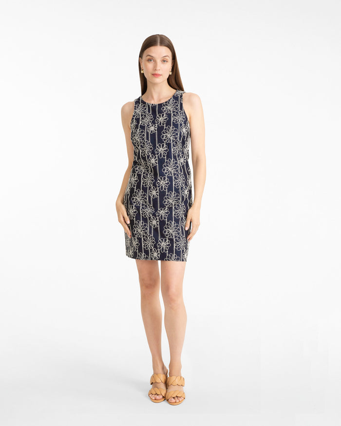 Priscilla Sleeveless Dress in Embroidery