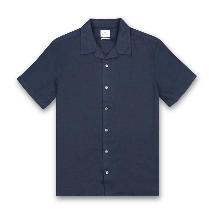 PS Paul Smith - Casual Fit SS Linen Shirt in Navy - Nigel Clare