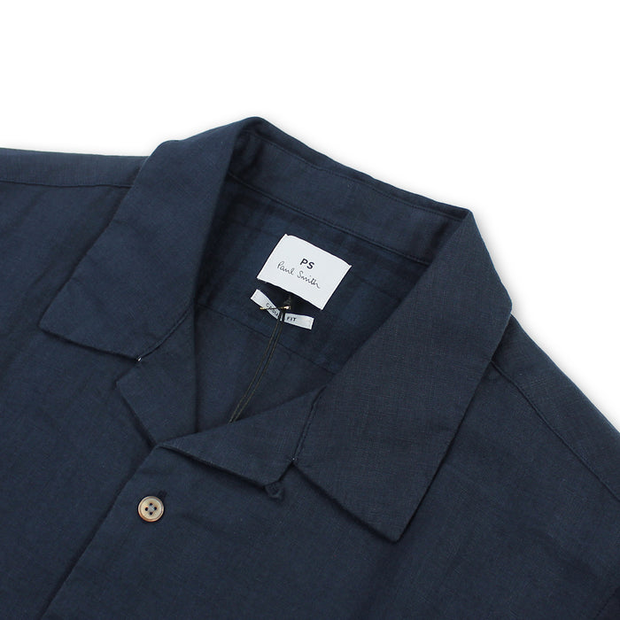 PS Paul Smith - Casual Fit SS Linen Shirt in Navy - Nigel Clare