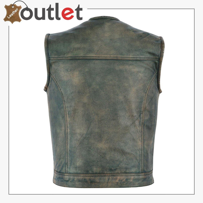 Real Motorbiker Leather Vest For Men