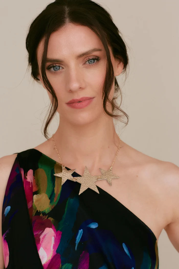 Réalt Leather Star Necklace Pink Shimmer