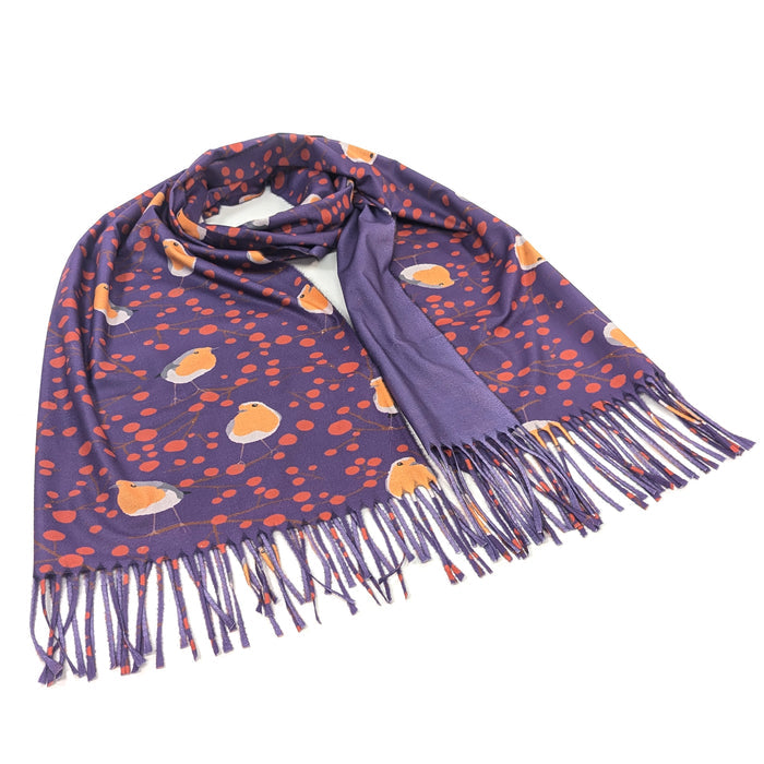 Red Berry Robin Pashmina - Purple (70x180cm) - Exclusive Design