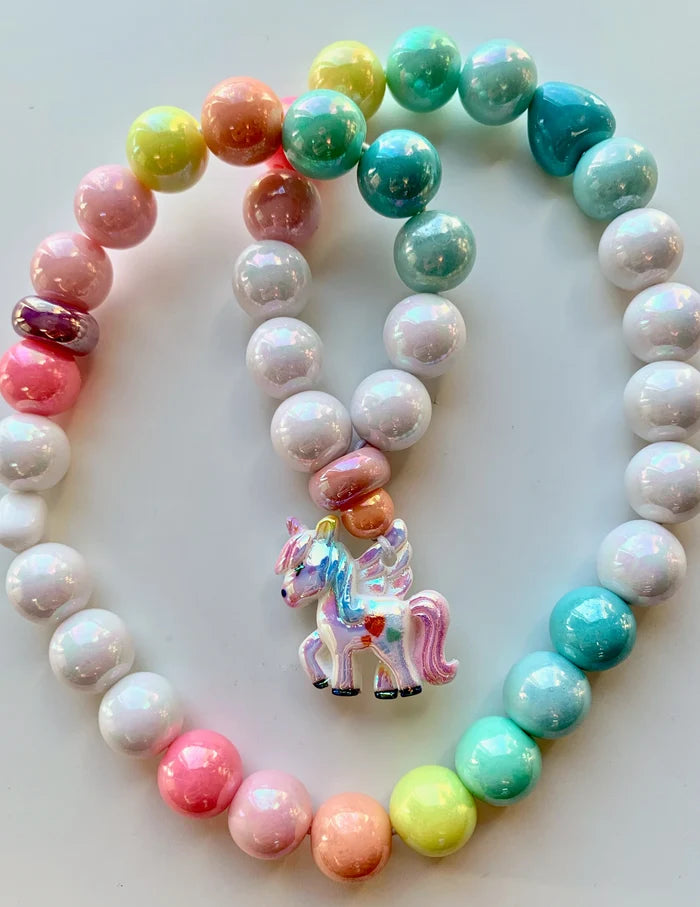 Red Bobble Pearly Unicorn Bracelet