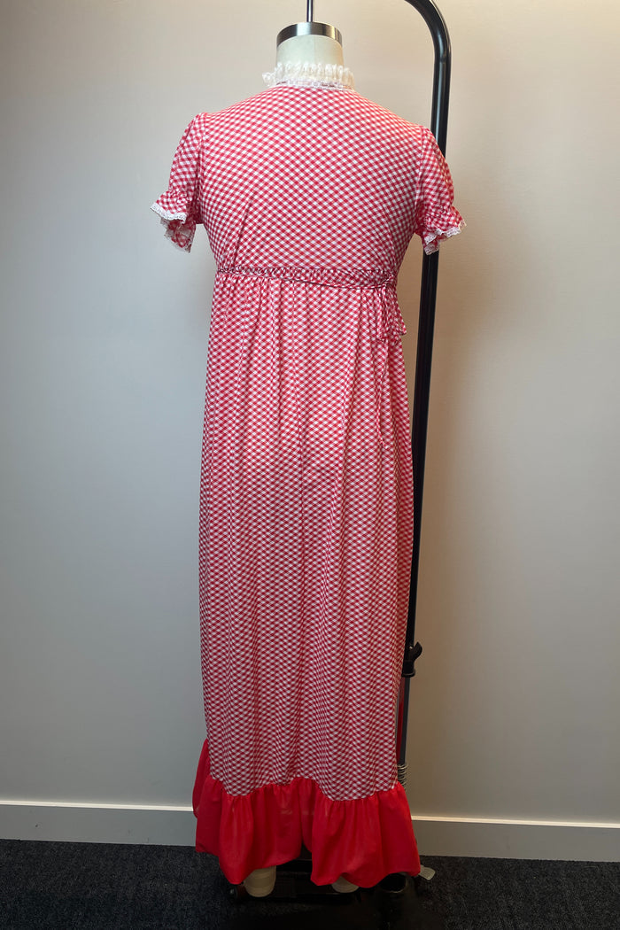 Red Gingham Night Gown with White Lace image 1