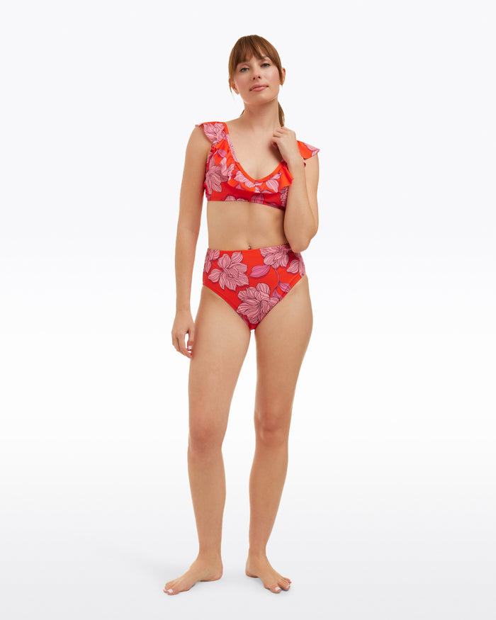 Red Magnolia Ruffle Bralette