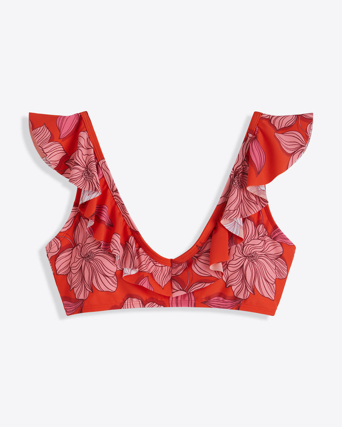 Red Magnolia Ruffle Bralette