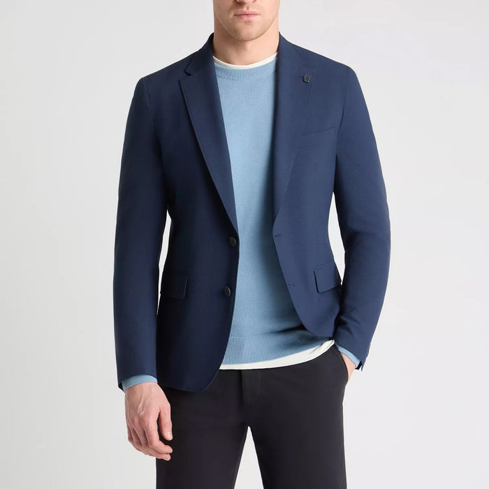 Remus - Angelo Slim Fit Seersucker Blazer in Navy - Nigel Clare