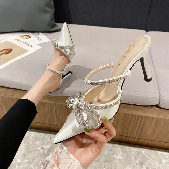 Rhinestone Crystal Butterfly Knot Heels fashionnsio