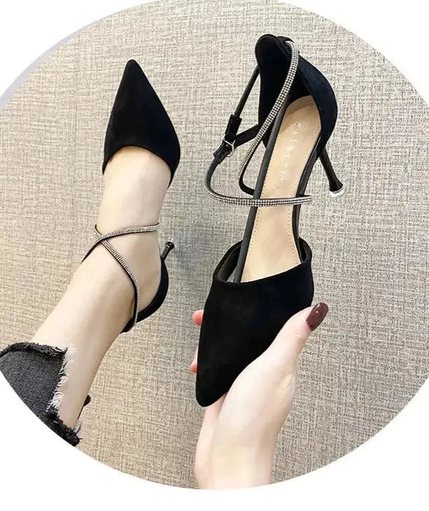 Rhinestone Cross strap High Heels fashionnsio