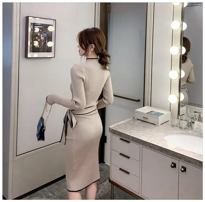Korean Ribbon Knot Dress fashionnsio