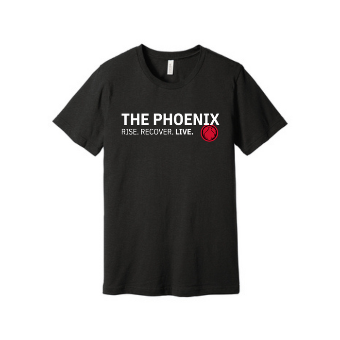 Rise, Recover, Live Unisex T-Shirt in Black