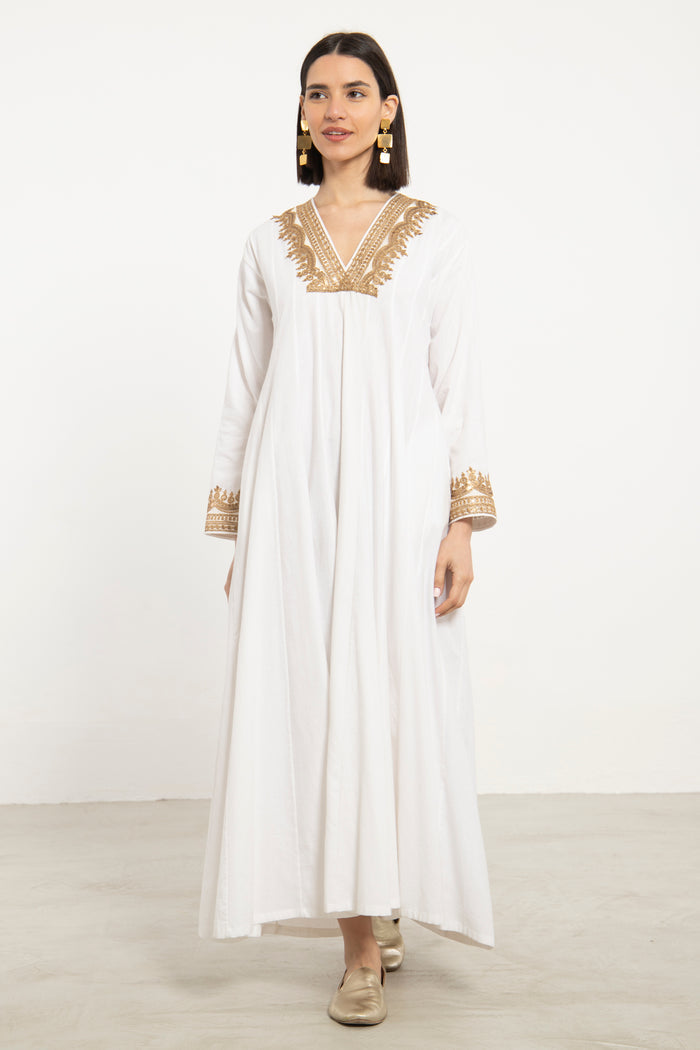 Riyad Handwoven Cotton White Dress