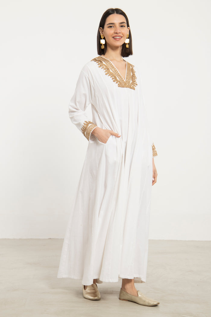 Riyad Handwoven Cotton White Dress