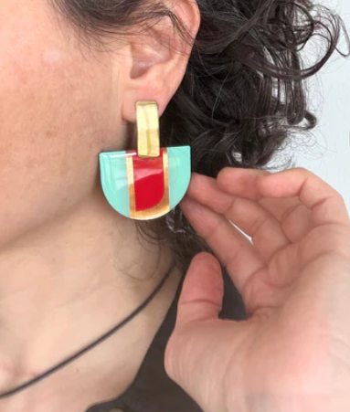 Rosa Earrings  Pink, Orange and Lush Gold