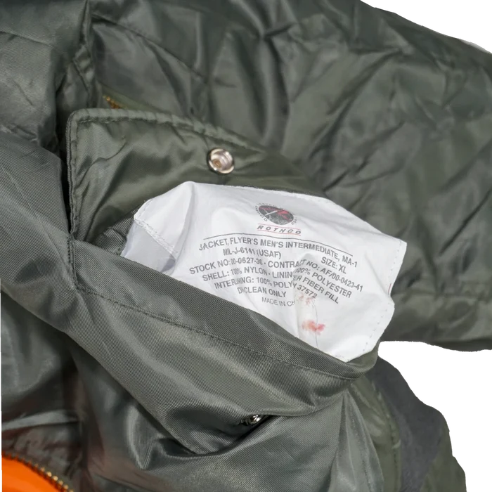Rothco MA-1 Olive Fight Jacket - XLarge - Army & Outdoors - Flight Jackets