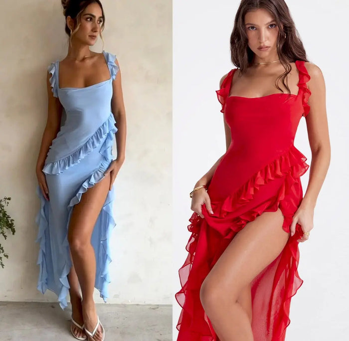 Sexy Ruffles Slit Dress fashionnsio