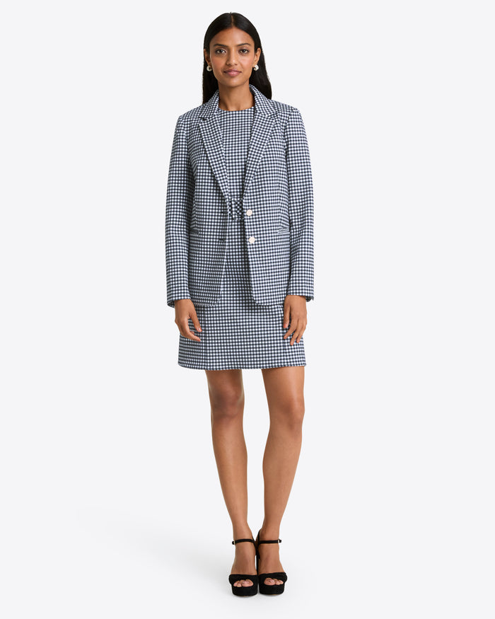 Sadie Belted Shift Dress in Textured Gingham