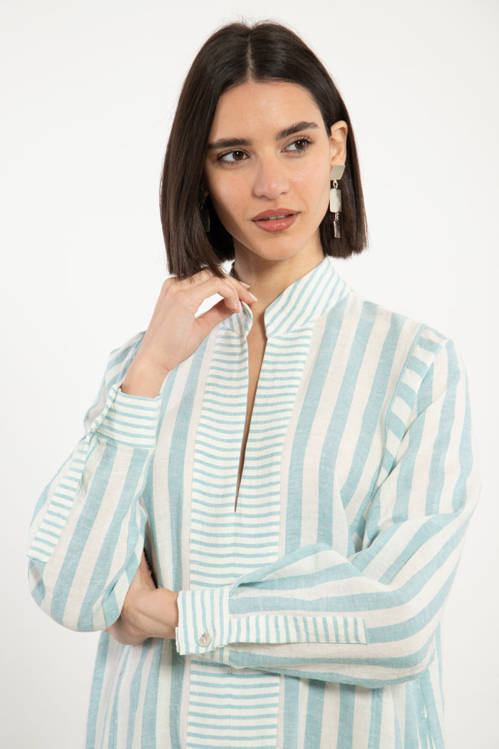 Safiya Linen Striped Jellaba