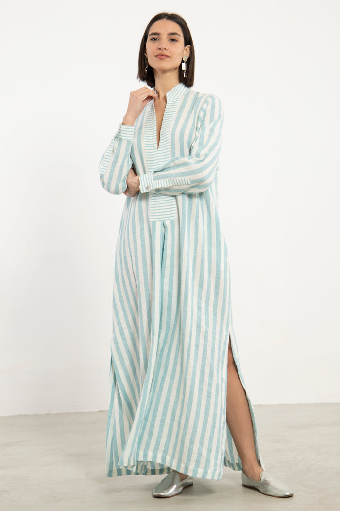 Safiya Linen Striped Jellaba