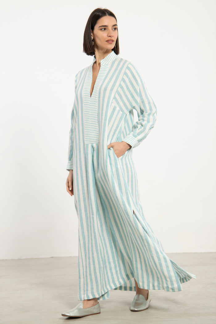 Safiya Linen Striped Jellaba