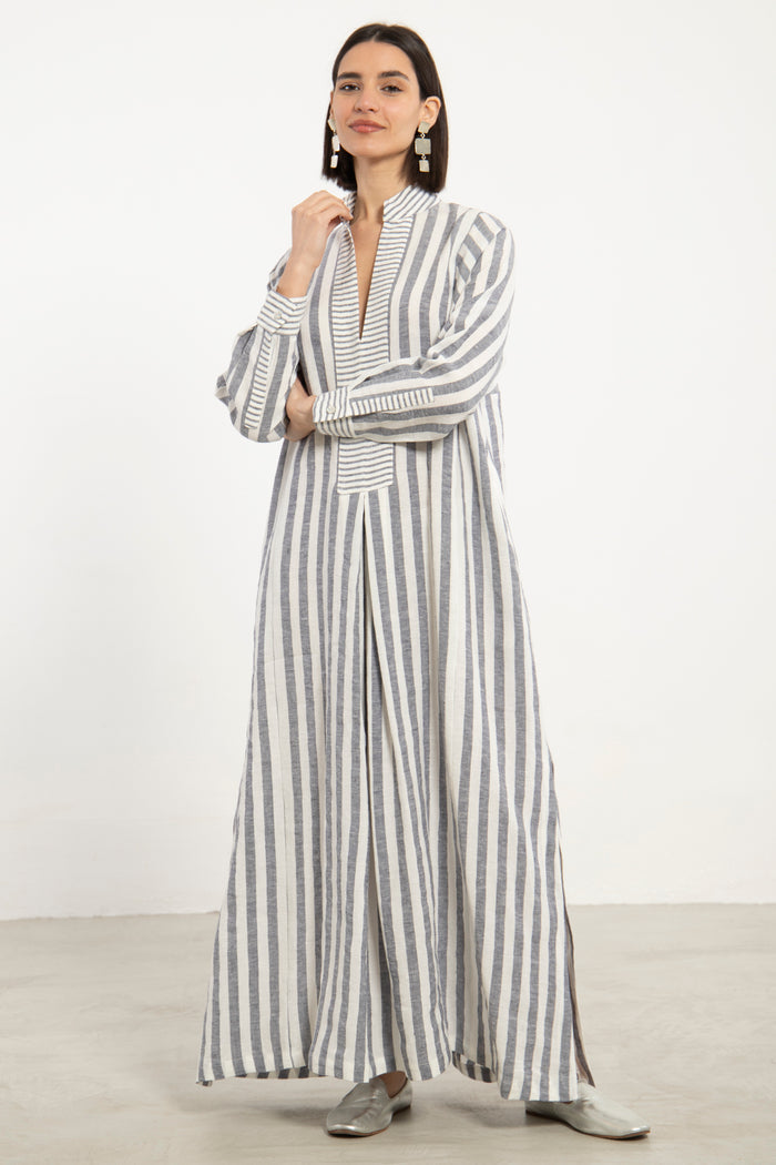 Safiya Linen Striped Jellaba