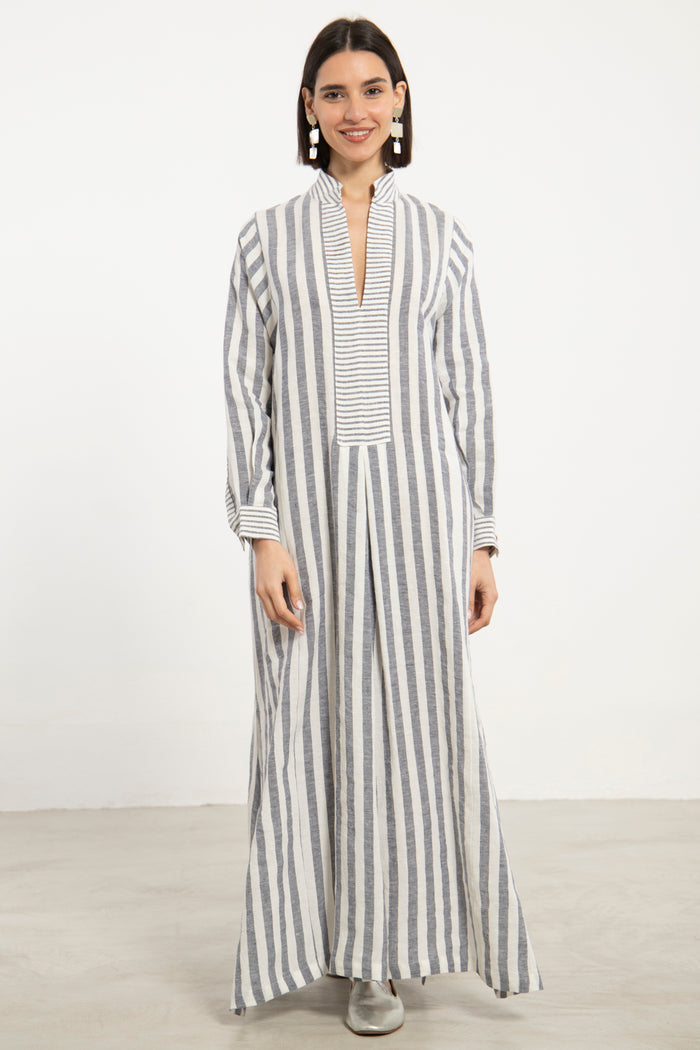 Safiya Linen Striped Jellaba