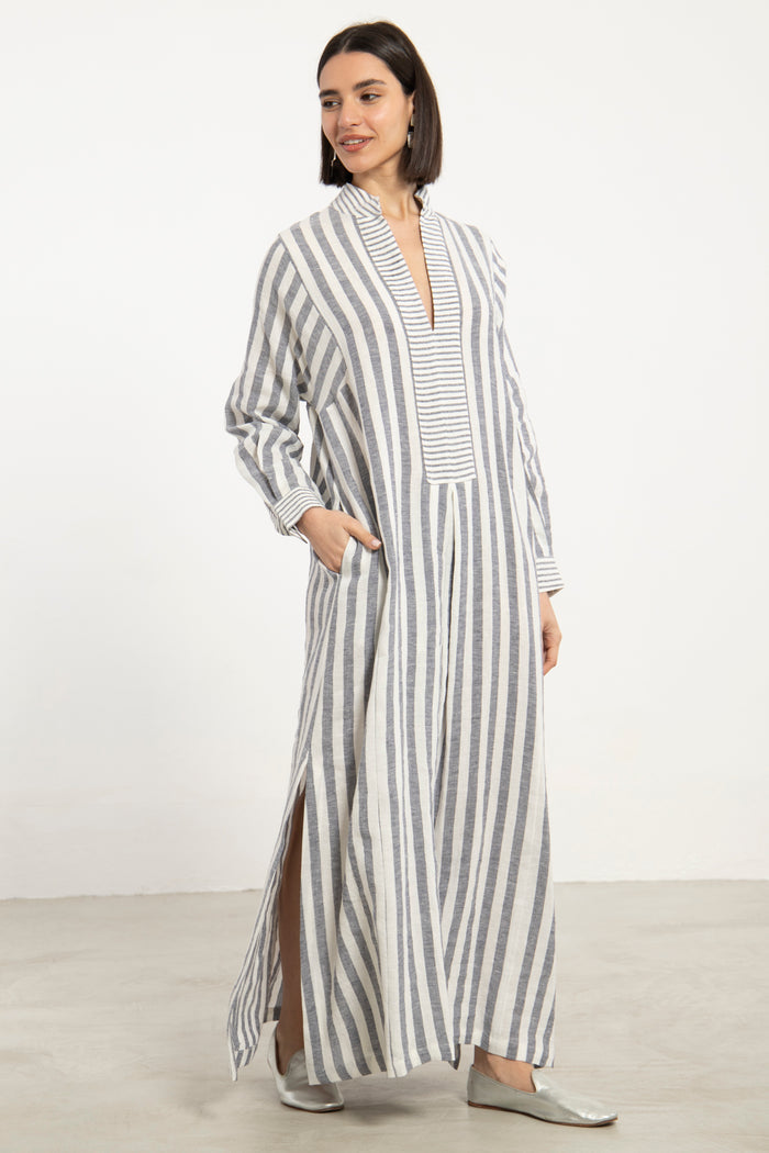 Safiya Linen Striped Jellaba