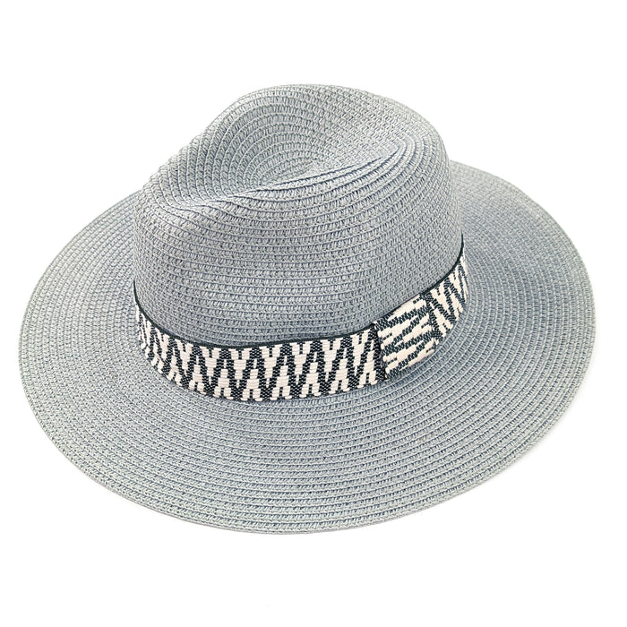 Sage-Cream Panama Foldable Hat (57cm) - Grey