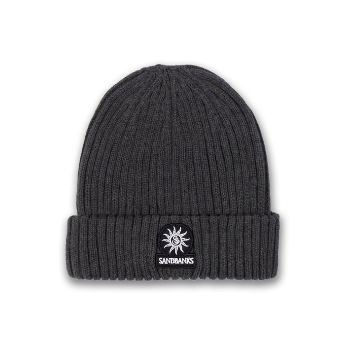 Sandbanks - Badge Logo Merino Wool Beanie in Anthracite - Nigel Clare